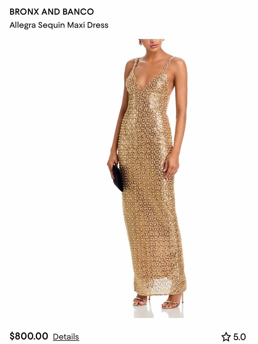 Bronx and Banco Gold Sequin V-Neck Maxi Dress - Picture 2 of 6